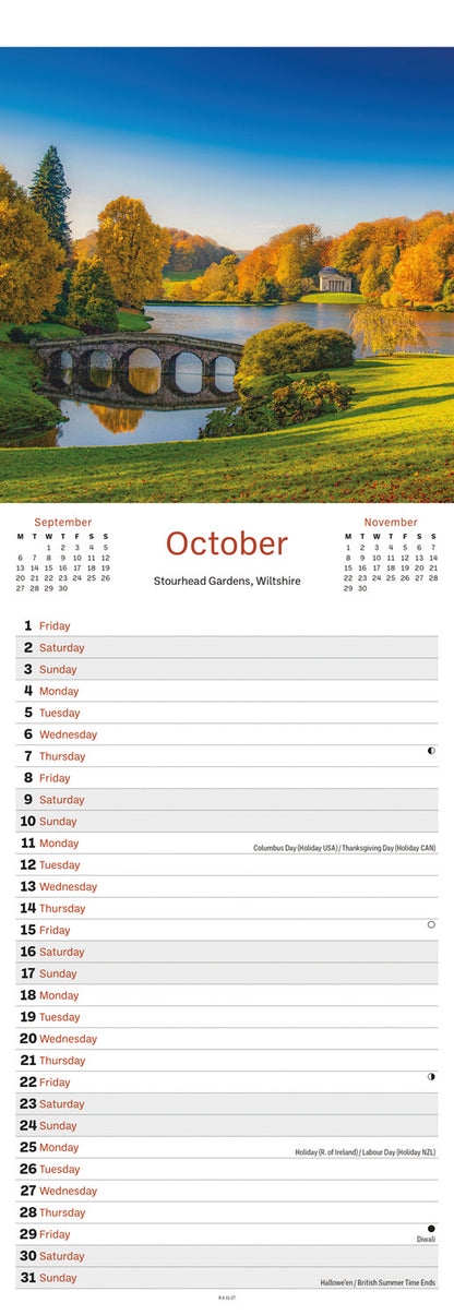 England, Charm of Slim Calendar 2027