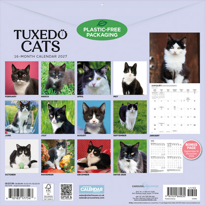 Tuxedo Cats Wall Calendar 2027