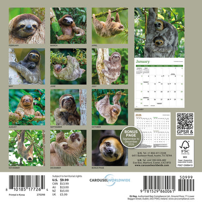 Sloths Mini Calendar 2027