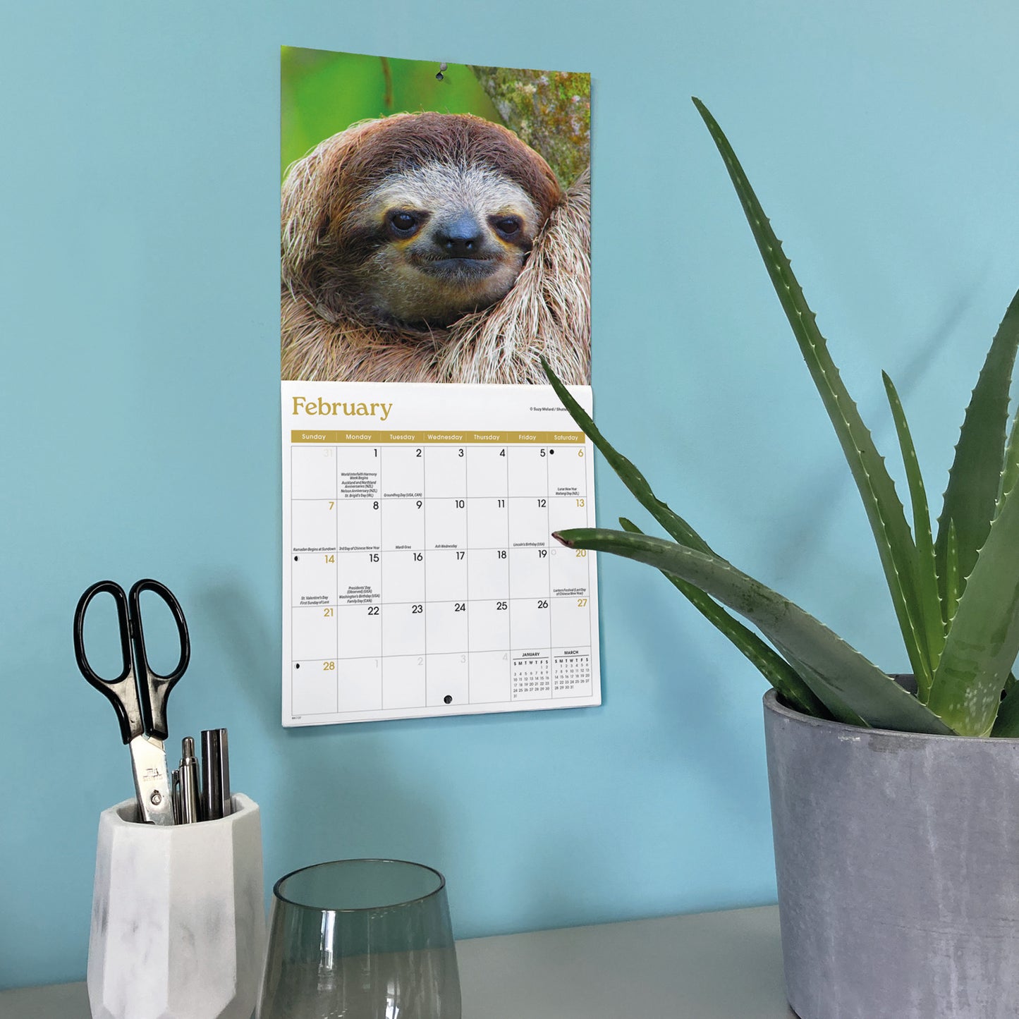 Sloths Mini Calendar 2027