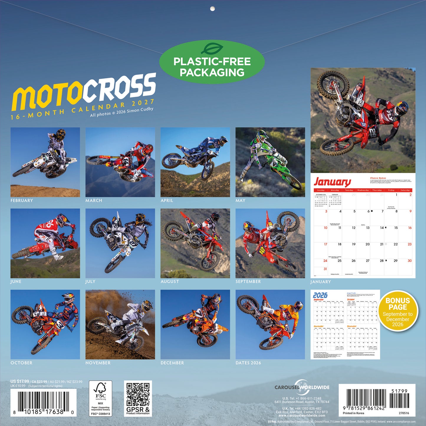 Motocross Wall Calendar 2027