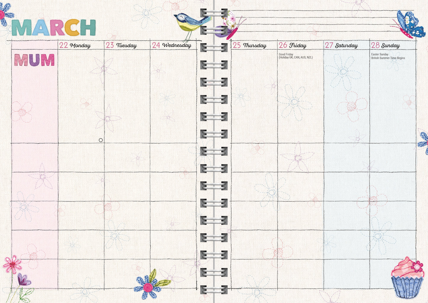Mums Fabric Planner A5 Diary 2027