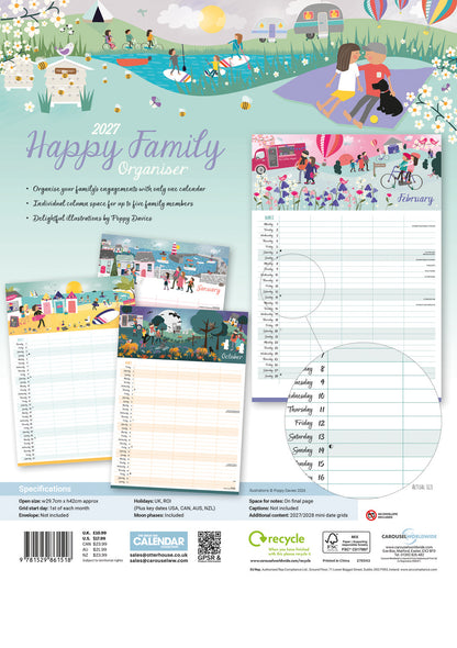 Happy Family Planner A3 Calendar 2027