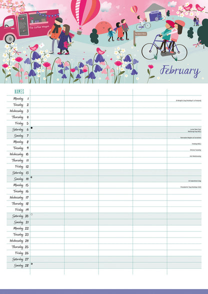 Happy Family Planner A3 Calendar 2027