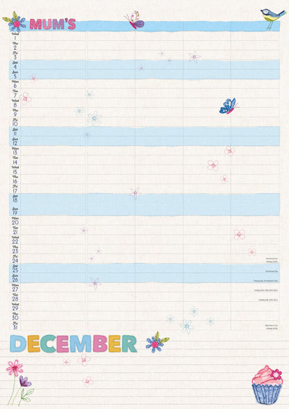 Mums Fabric & Buttons MTV Planner A4 Calendar 2027