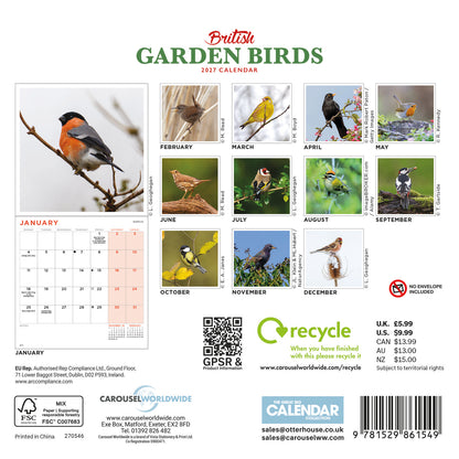 British Garden Birds Mini Calendar 2027