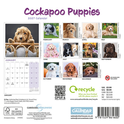 Cockapoo Puppies Mini Calendar 2027