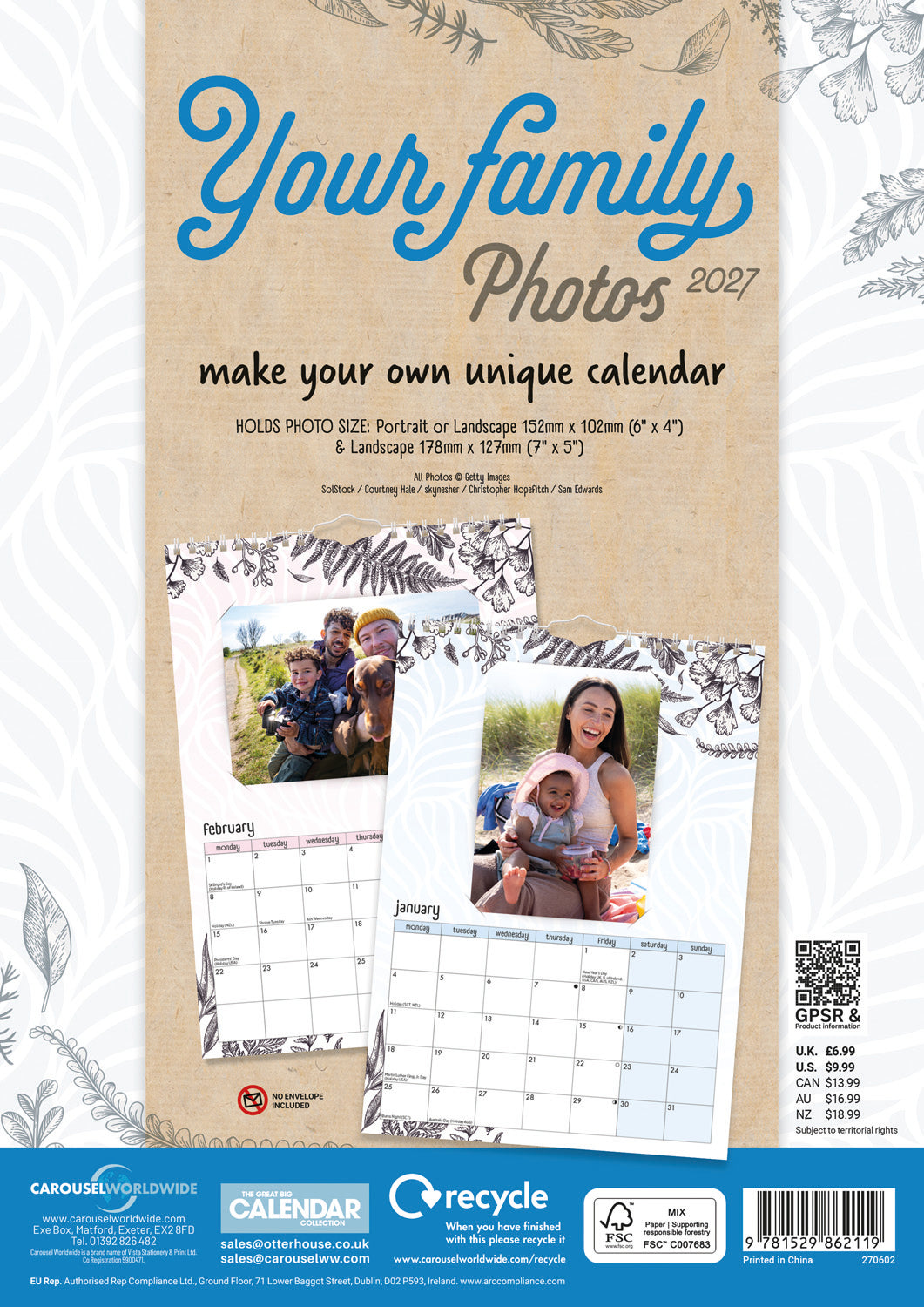 Your Family Photos A4 Calendar 2027