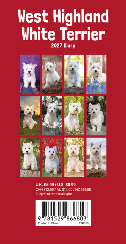 West Highland White Terriers Slim Diary 2027