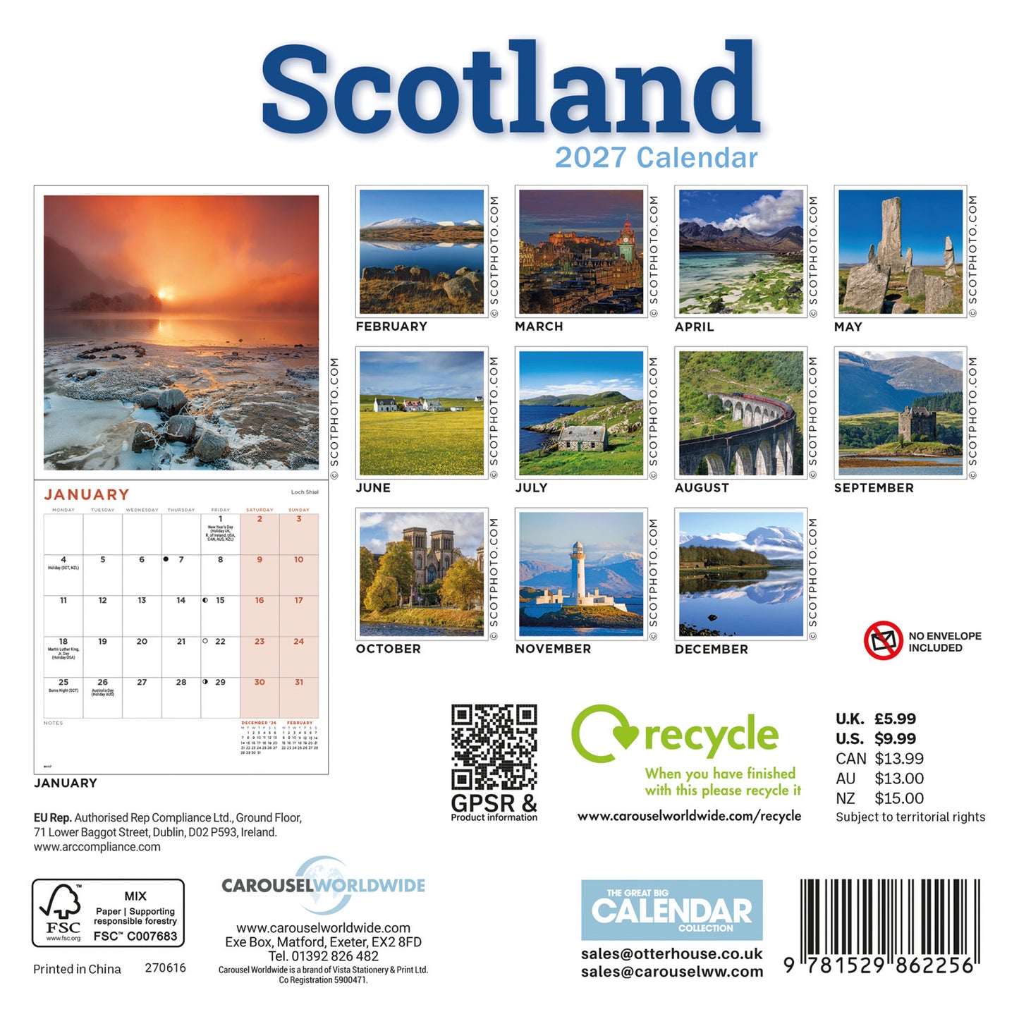 Scotland Mini Calendar 2027