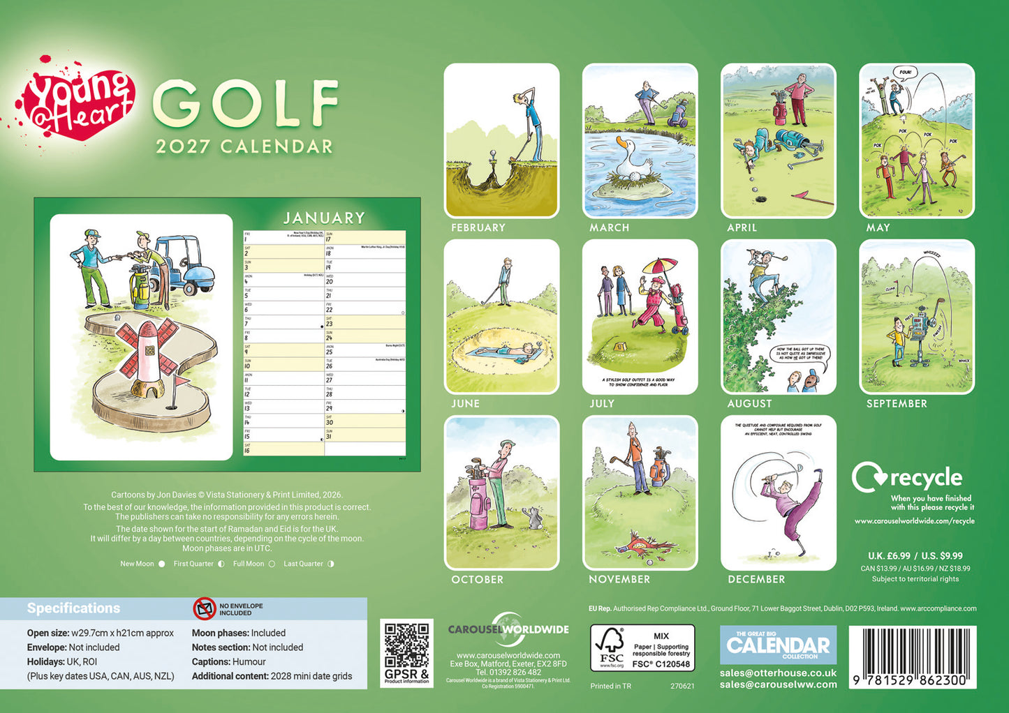 Golf, Young At Heart A4 Calendar 2027