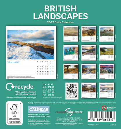 British Landscapes Easel Calendar 2027