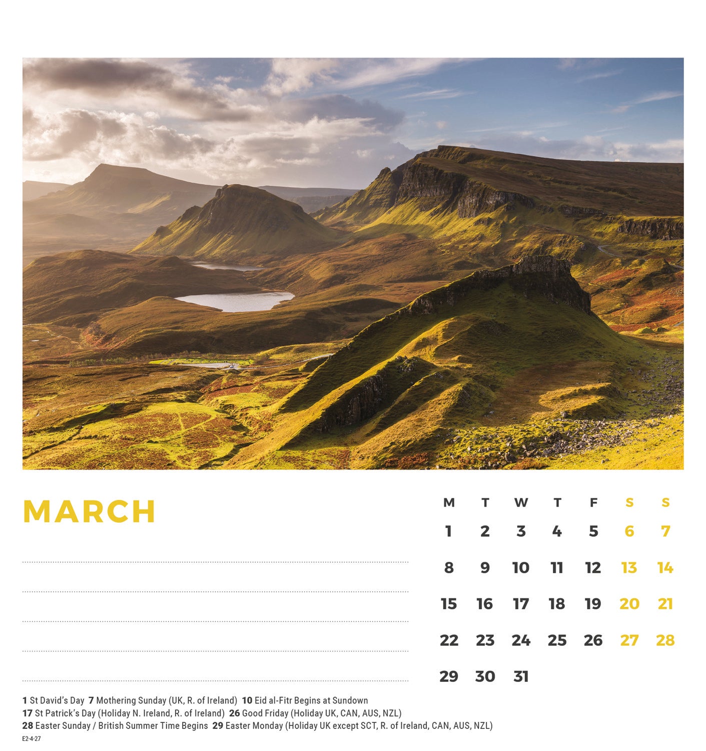 British Landscapes Easel Calendar 2027