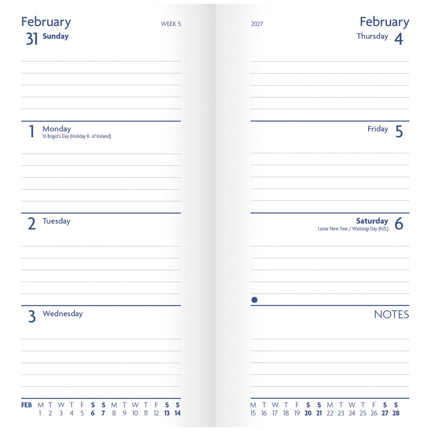 Sunday Start Charcoal Slim Diary 2027