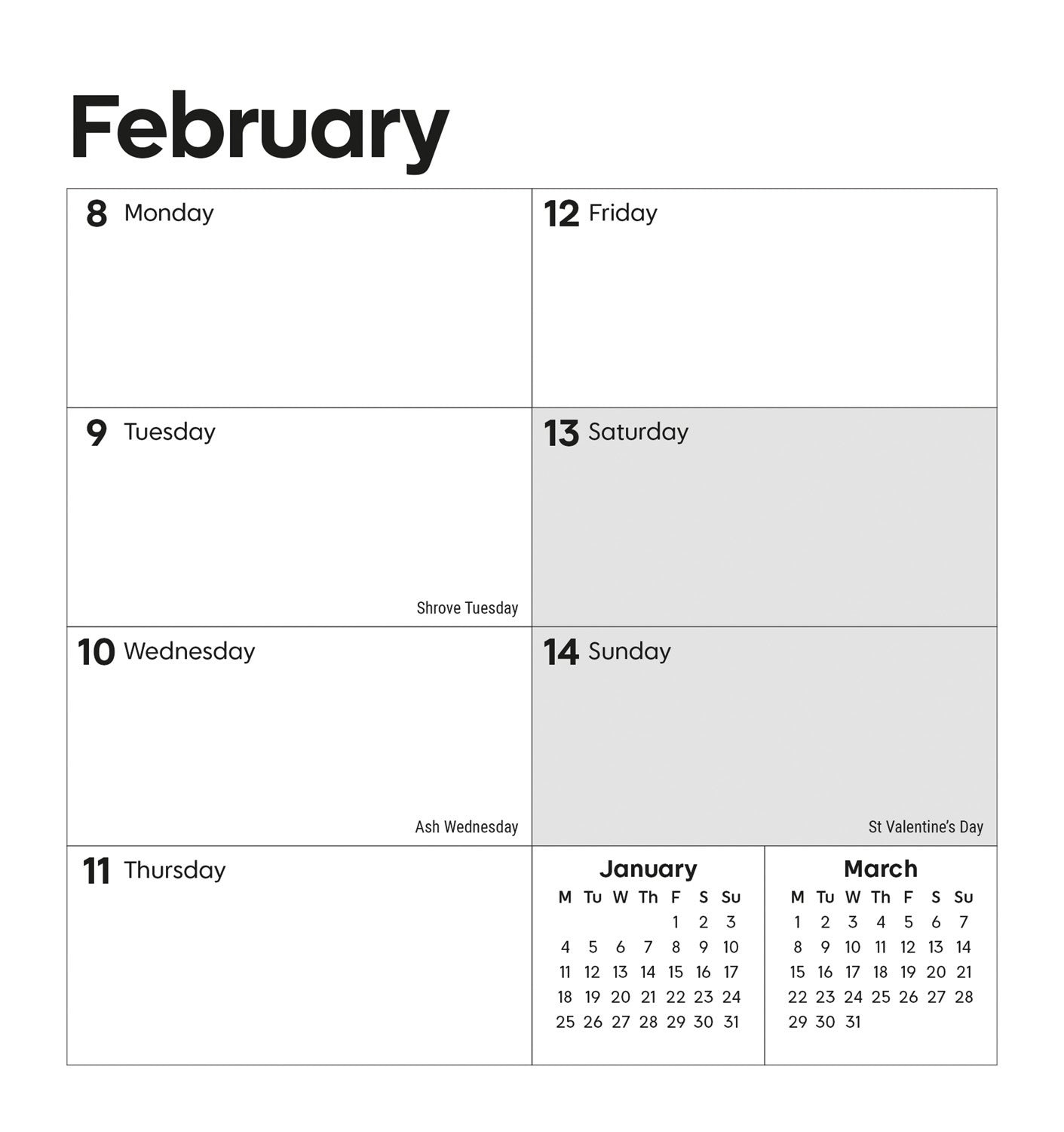 Essential Week-To-View Easel Calendar 2027