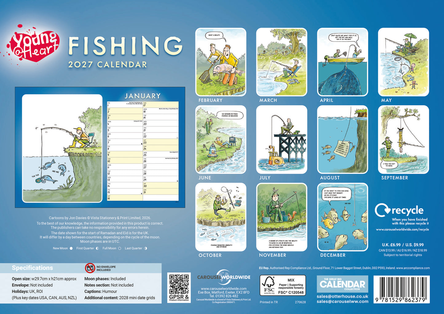 Fishing, Young At Heart A4 Calendar 2027