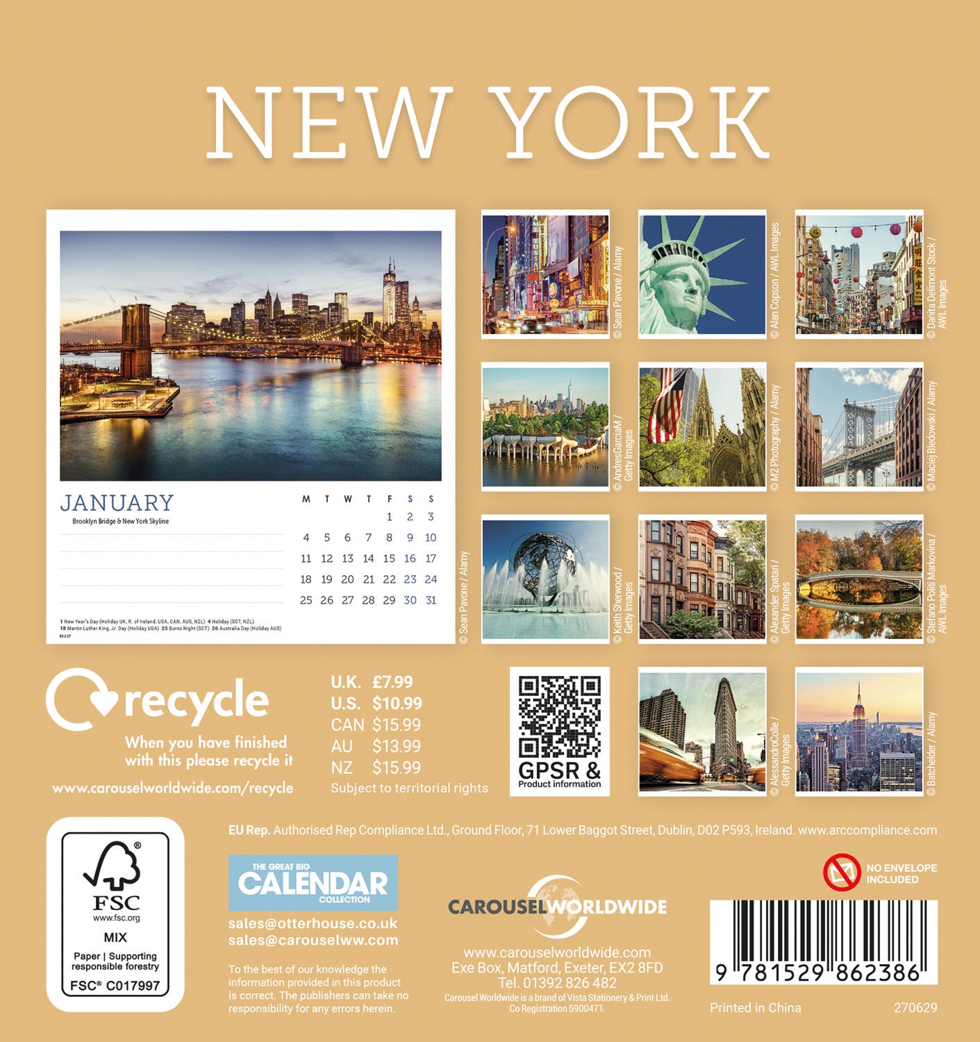 New York Easel Calendar 2027