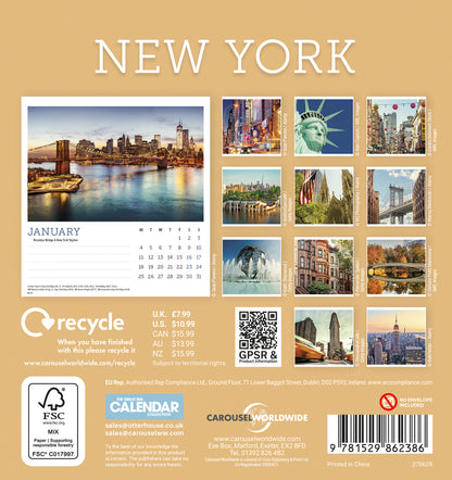 New York Easel Calendar 2027