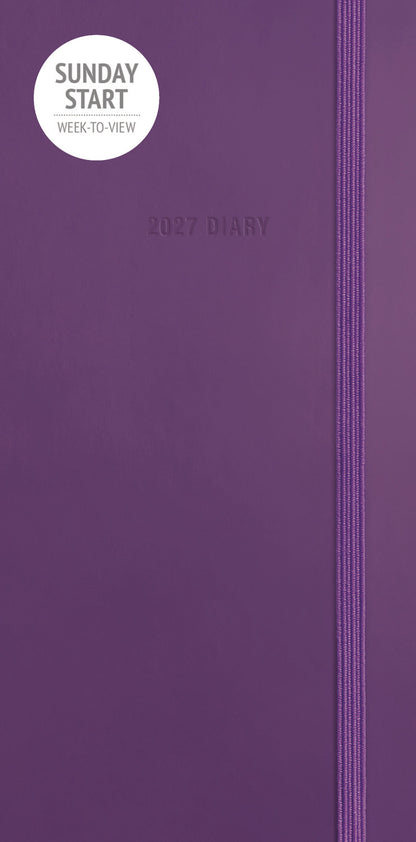 Sunday Start Purple Soft Touch Slim Diary 2027