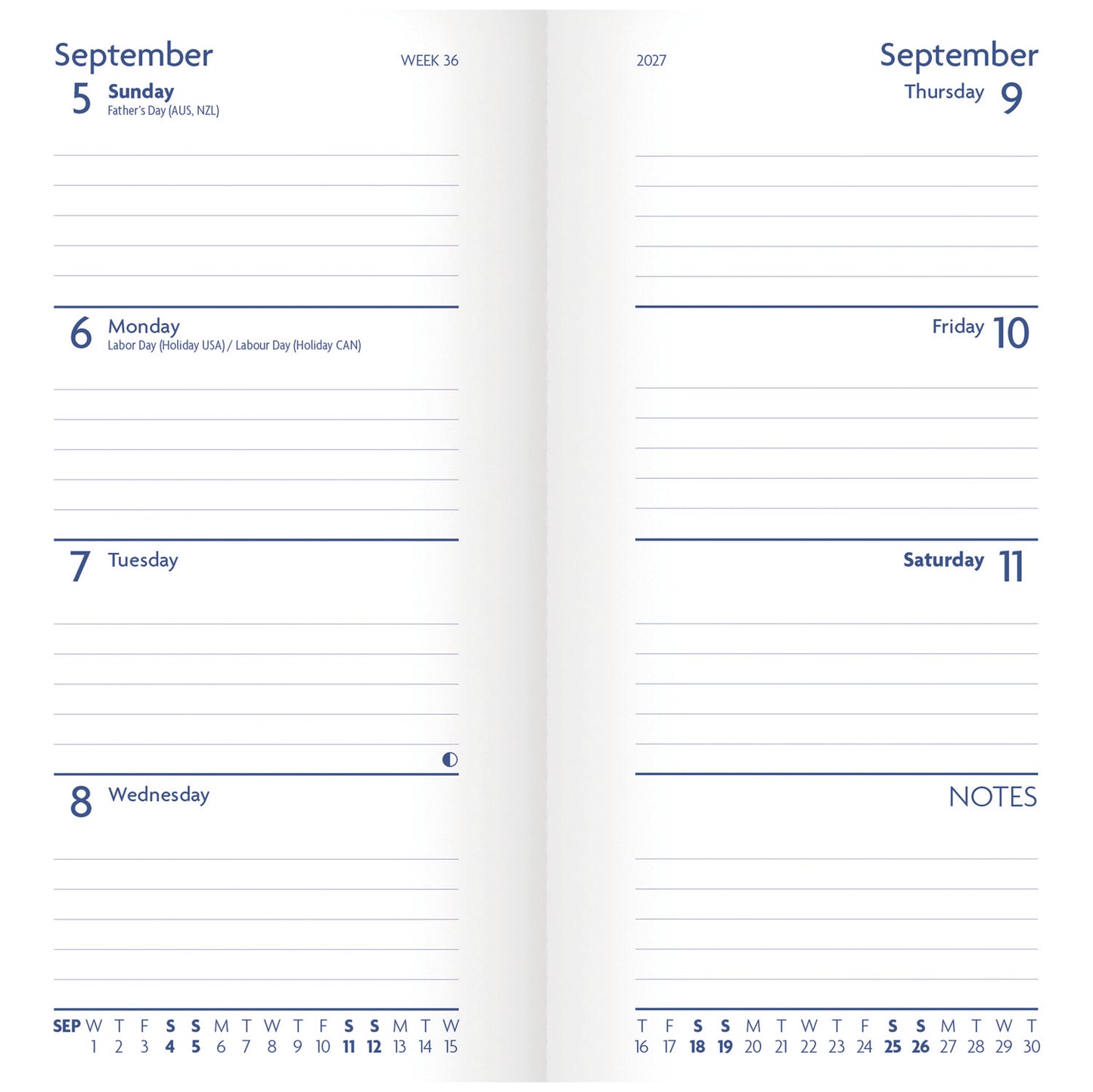 Sunday Start Purple Soft Touch Slim Diary 2027