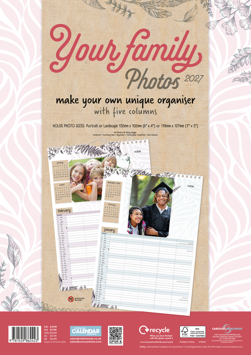 Your Family Photos Planner A3 Calendar 2027