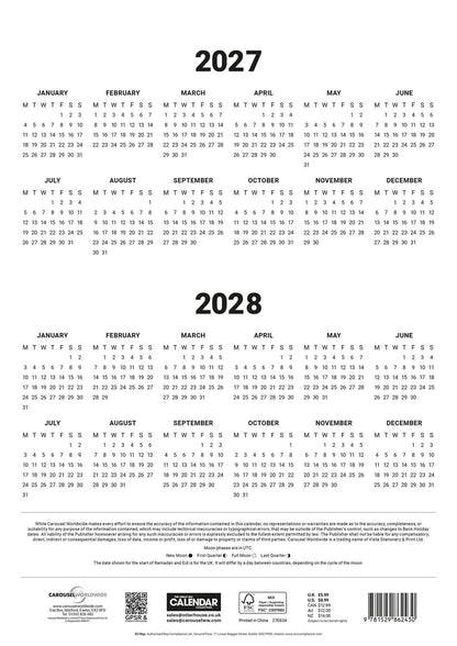 Red & Black Large Engagement Planner A3 Calendar 2027