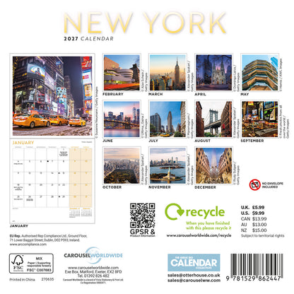 New York Mini Calendar 2027