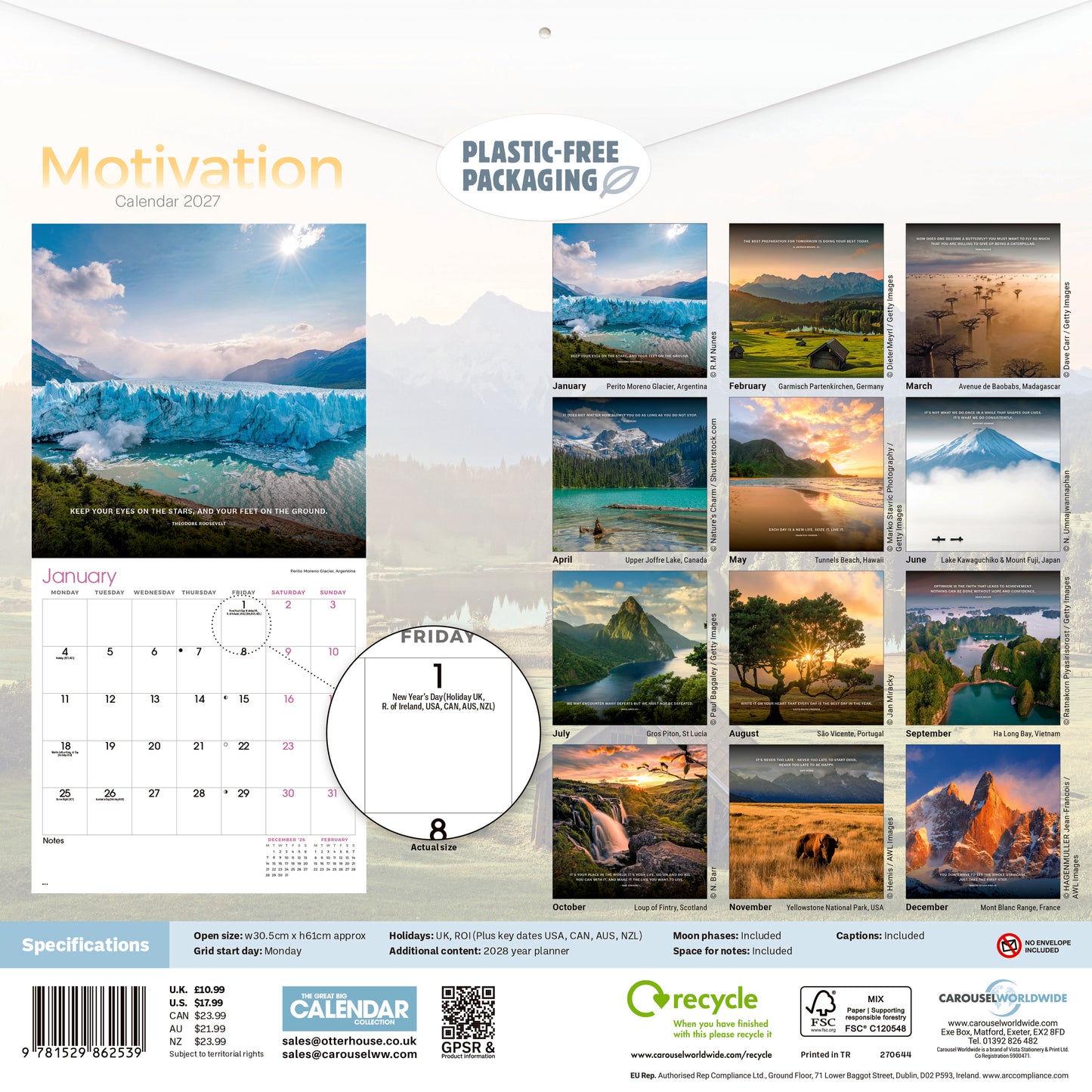 Motivation Wall Calendar 2027
