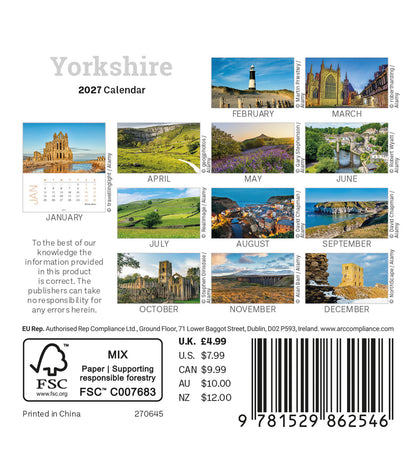 Yorkshire Mini Easel Calendar 2027
