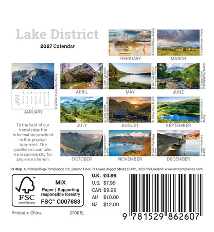 Lake District Mini Easel Calendar 2027