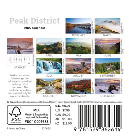 Peak District Mini Easel Calendar 2027