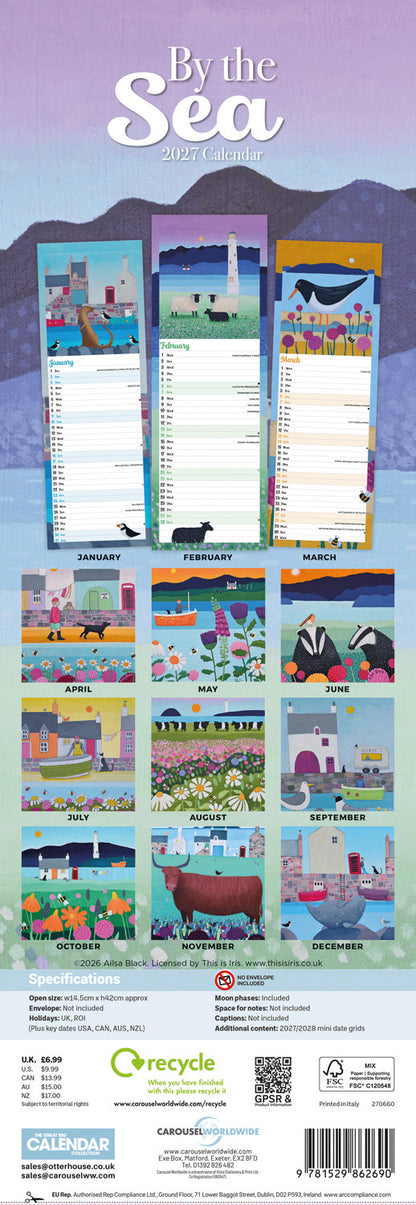 Ailsa Black By the Sea Slim Calendar 2027