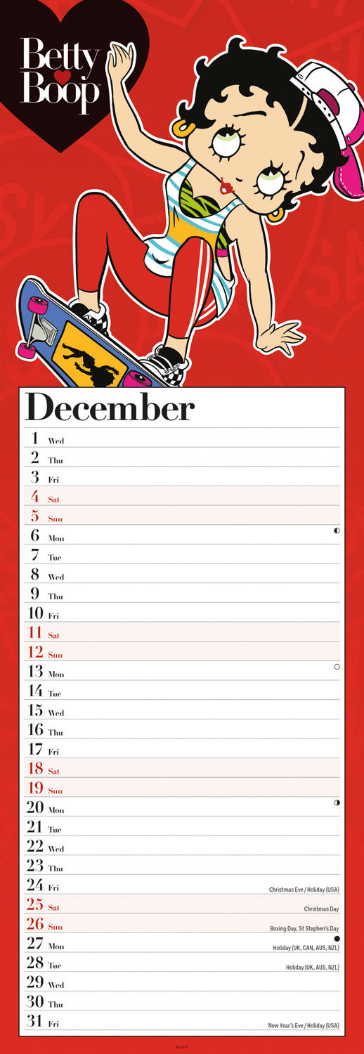 Betty Boop Slim Calendar 2027