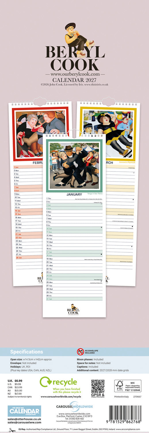 Beryl Cook Slim Calendar 2027