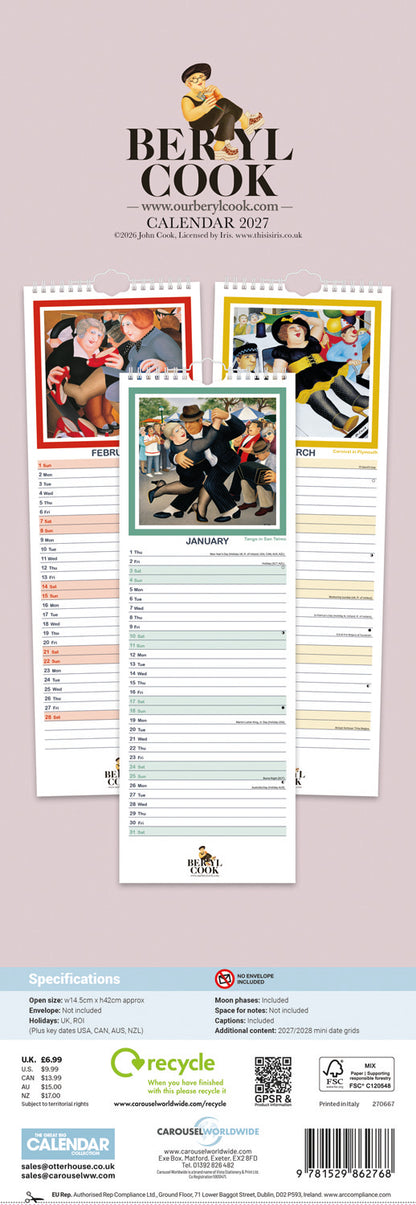 Beryl Cook Slim Calendar 2027