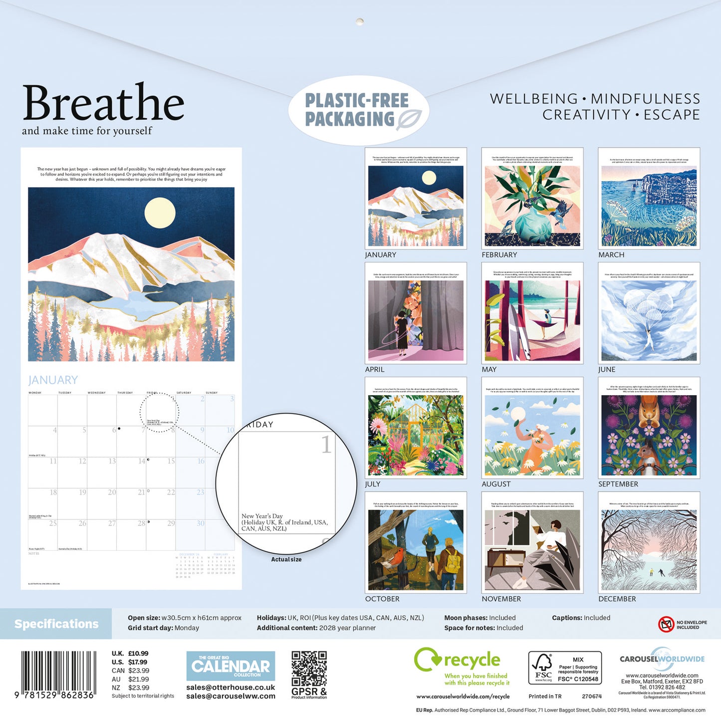 Breathe Wall Calendar 2027