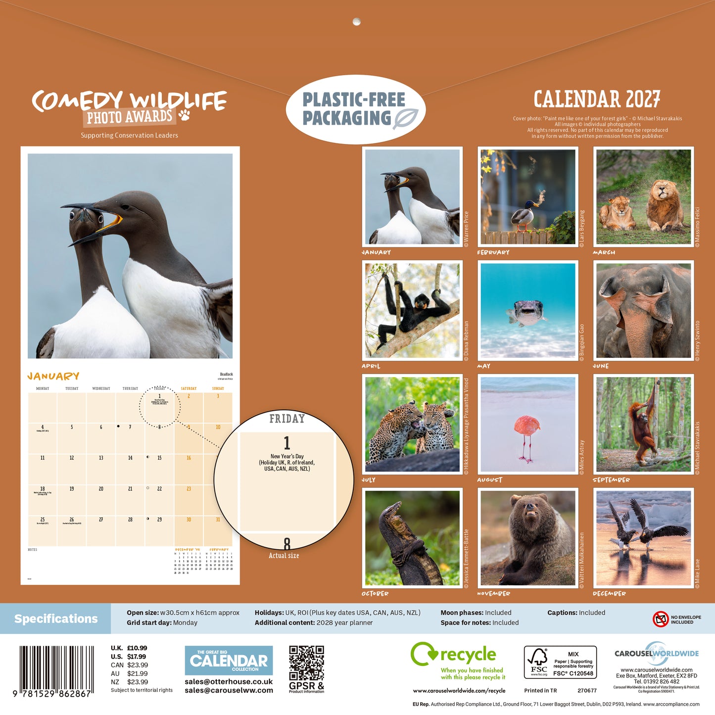 Comedy Wildlife Photography Awards Wall Calendar 2027