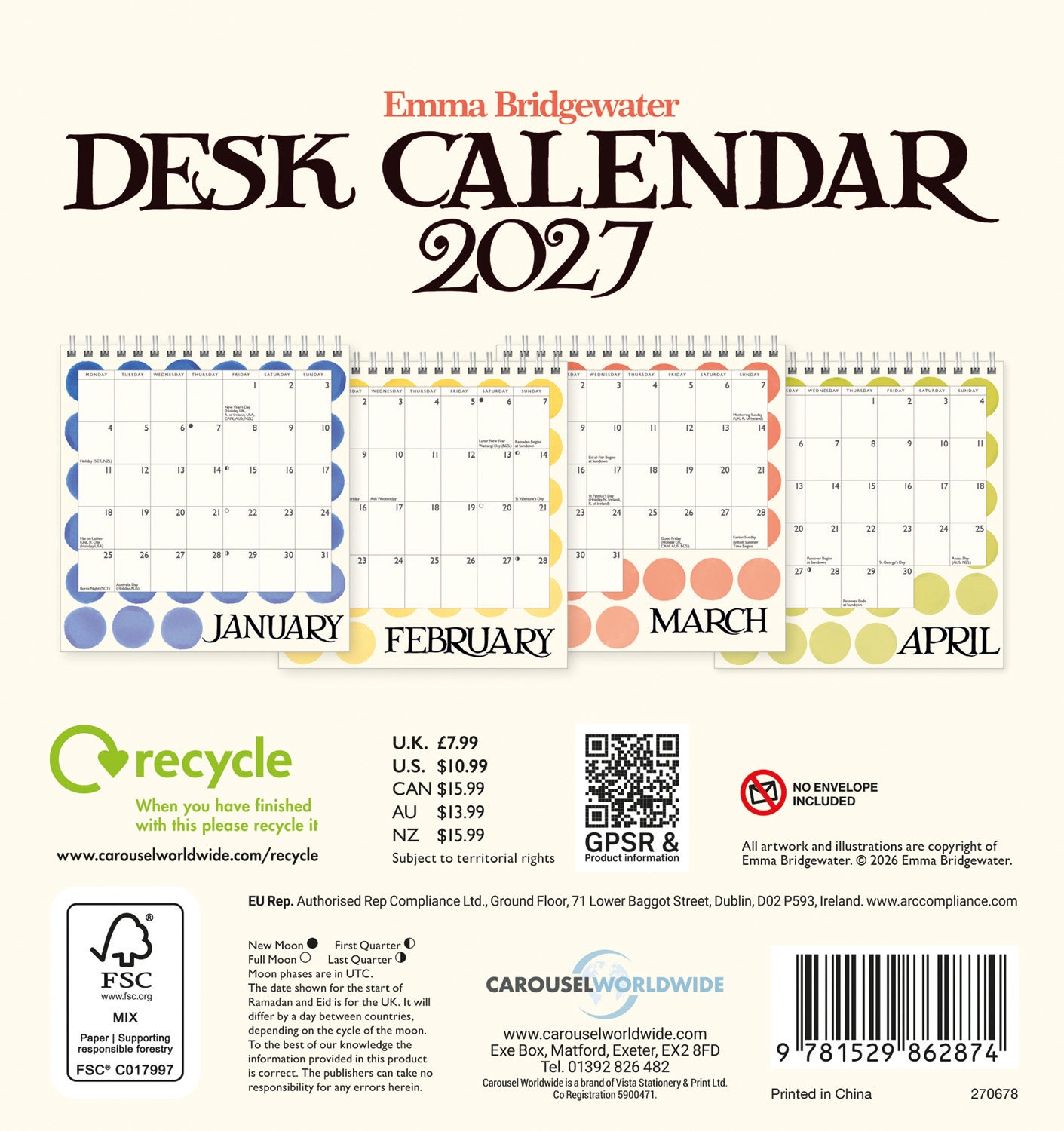 Emma Bridgewater Easel Calendar 2027