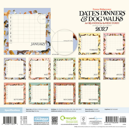 Emma Bridgewater Dates Dinners & Dog Walks WT Planner Wall Calendar 2027
