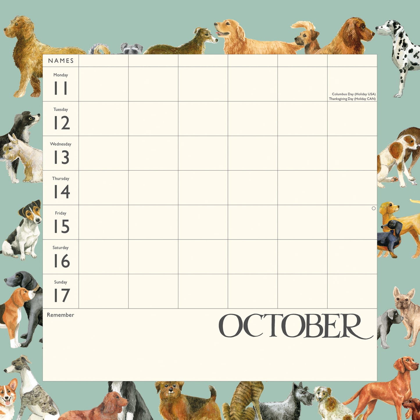 Emma Bridgewater Dates Dinners & Dog Walks WT Planner Wall Calendar 2027