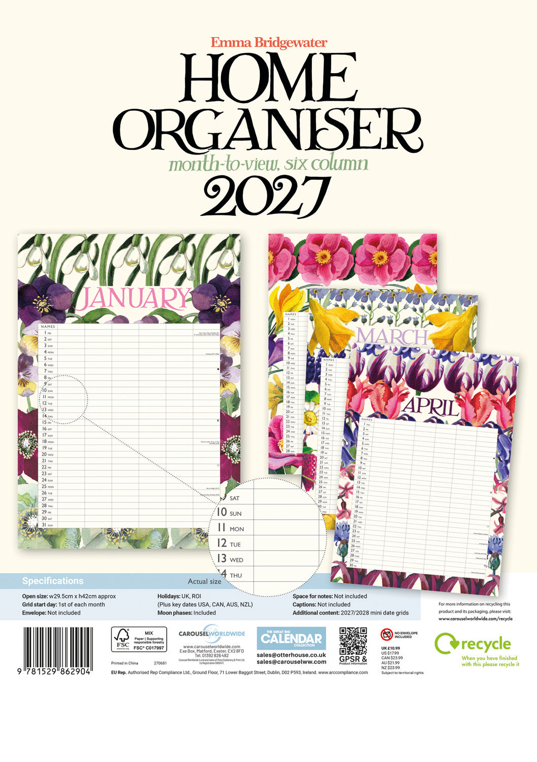 Emma Bridgewater Planner A3 Calendar 2027