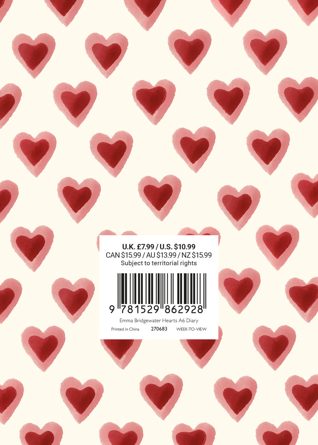 Emma Bridgewater Double Hearts A6 Diary 2027
