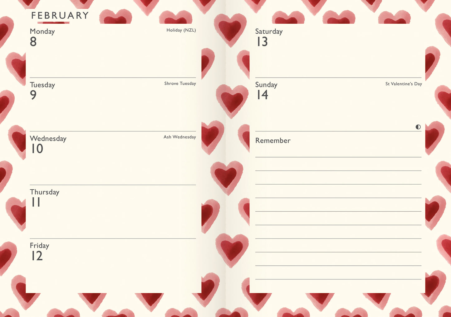 Emma Bridgewater Double Hearts A6 Diary 2027