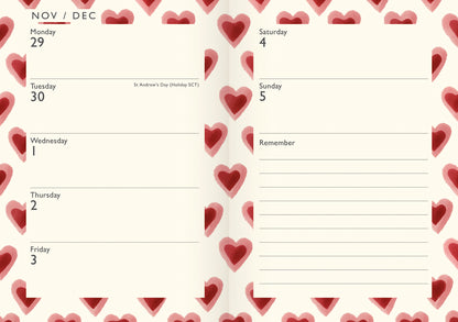 Emma Bridgewater Double Hearts A6 Diary 2027