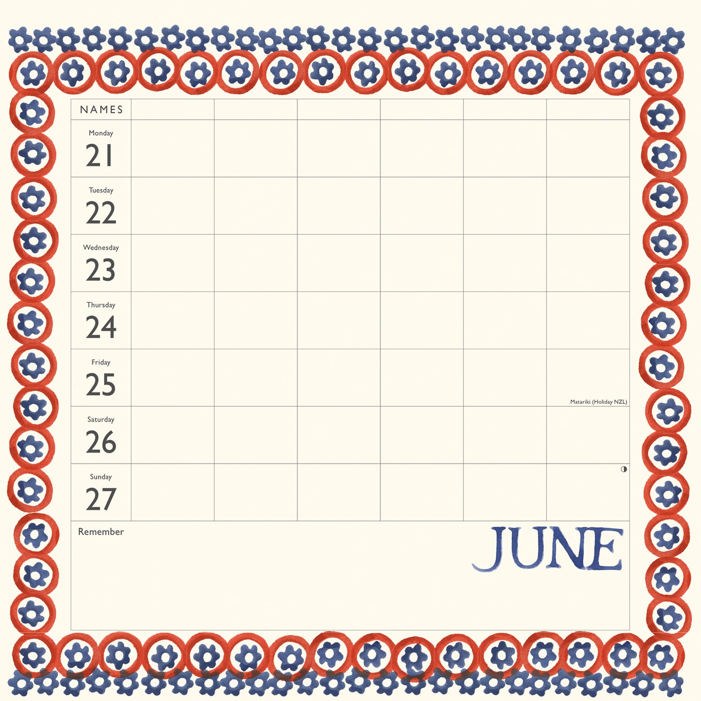 Emma Bridgewater Sponged WT Planner Wall Calendar 2027