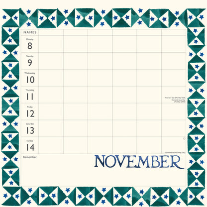 Emma Bridgewater Sponged WT Planner Wall Calendar 2027