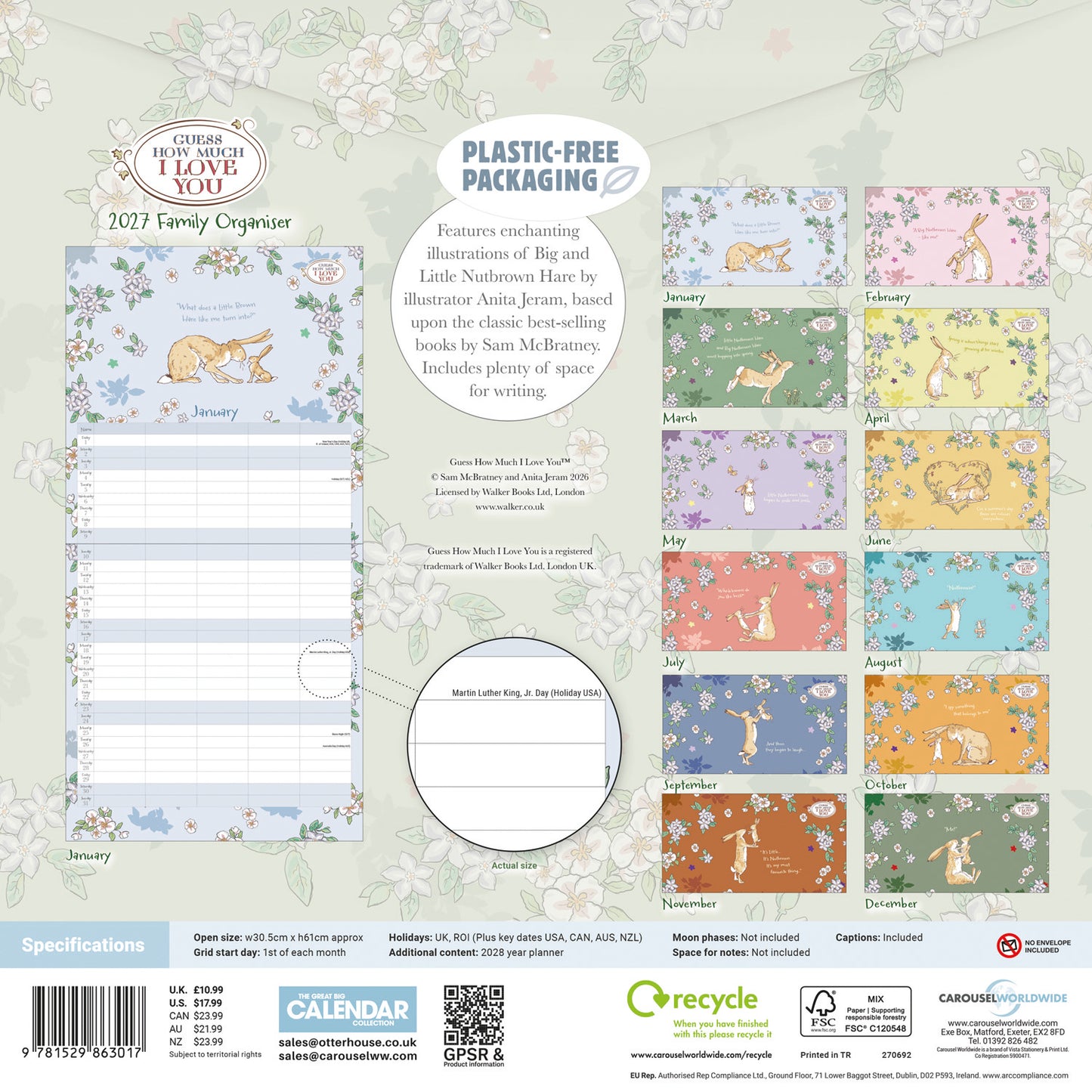 Guess How Much I Love Yo Planner Wall Calendar 2027