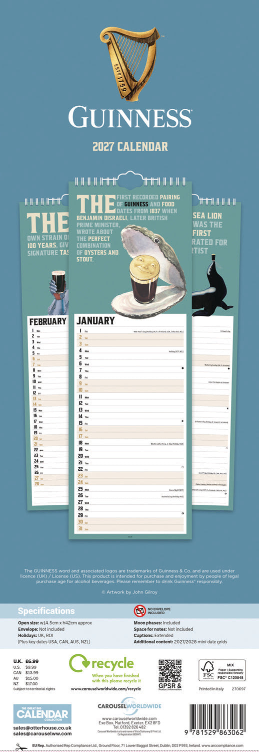 Guinness Slim Calendar 2027