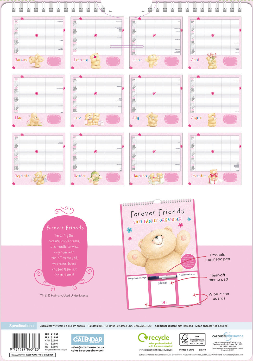 Forever Friends Planner A3 Calendar 2027