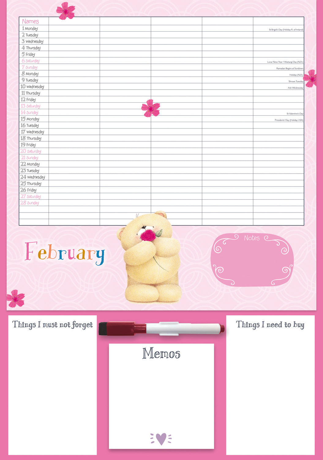 Forever Friends Planner A3 Calendar 2027